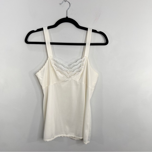 Vintage 70s 80s cream pure nylon lace detail old money camisole tank top 36 - Picture 3 of 14